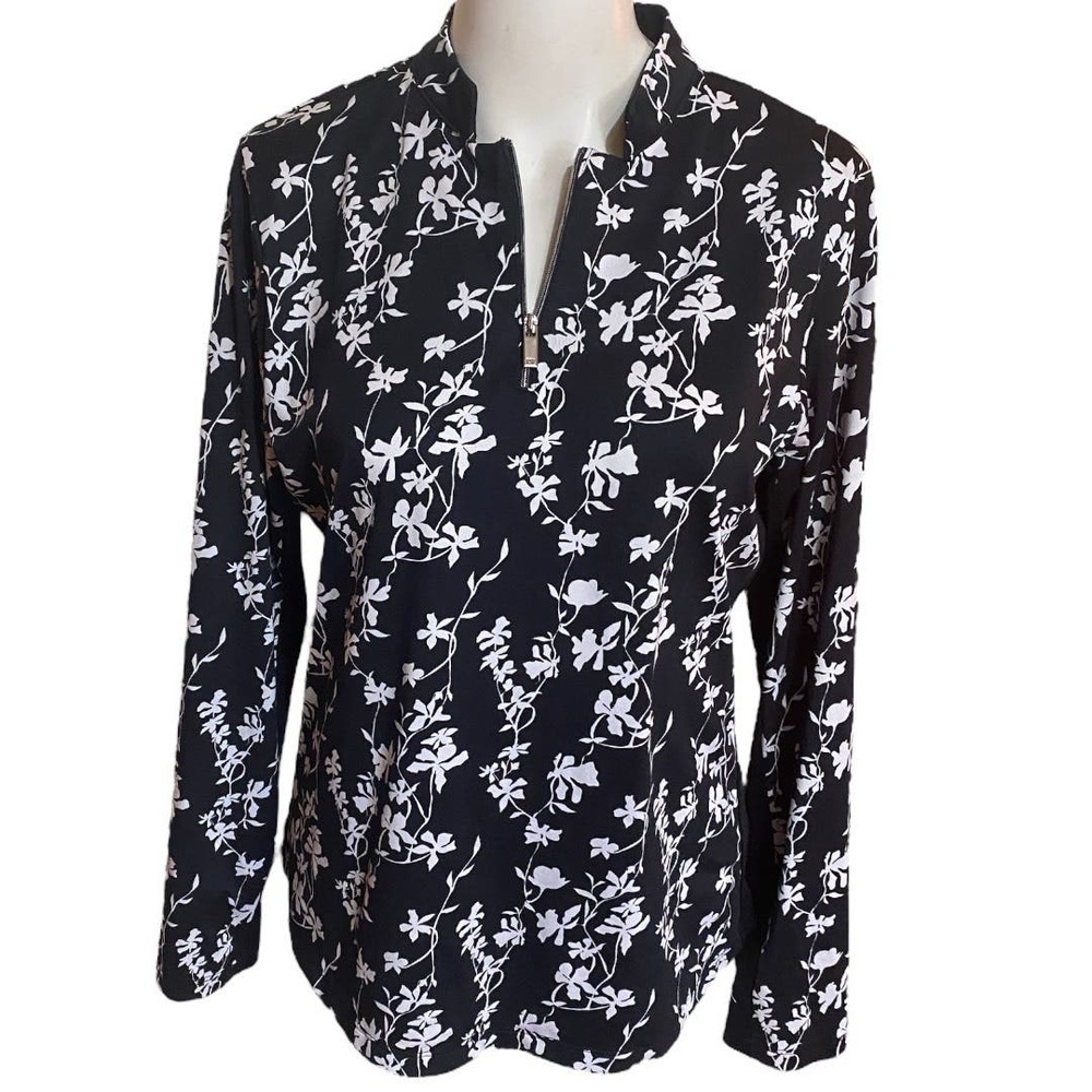 Tail Ladies White Label Long Sleeve Floral Print Golf Shirt Size M